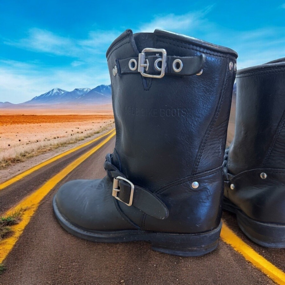 RARE-GOLDEN GOOSE Bikers Deluxe‎ Brand Braided Black Leather Buckle Boots Moto 6 - Picture 8 of 9